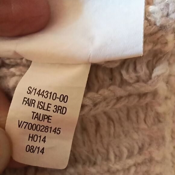 OLD NAVY Fair Isle Shawl Collar Cardi Sweater Cotton Duster Ivory Taupe Size S - Picture 7 of 11